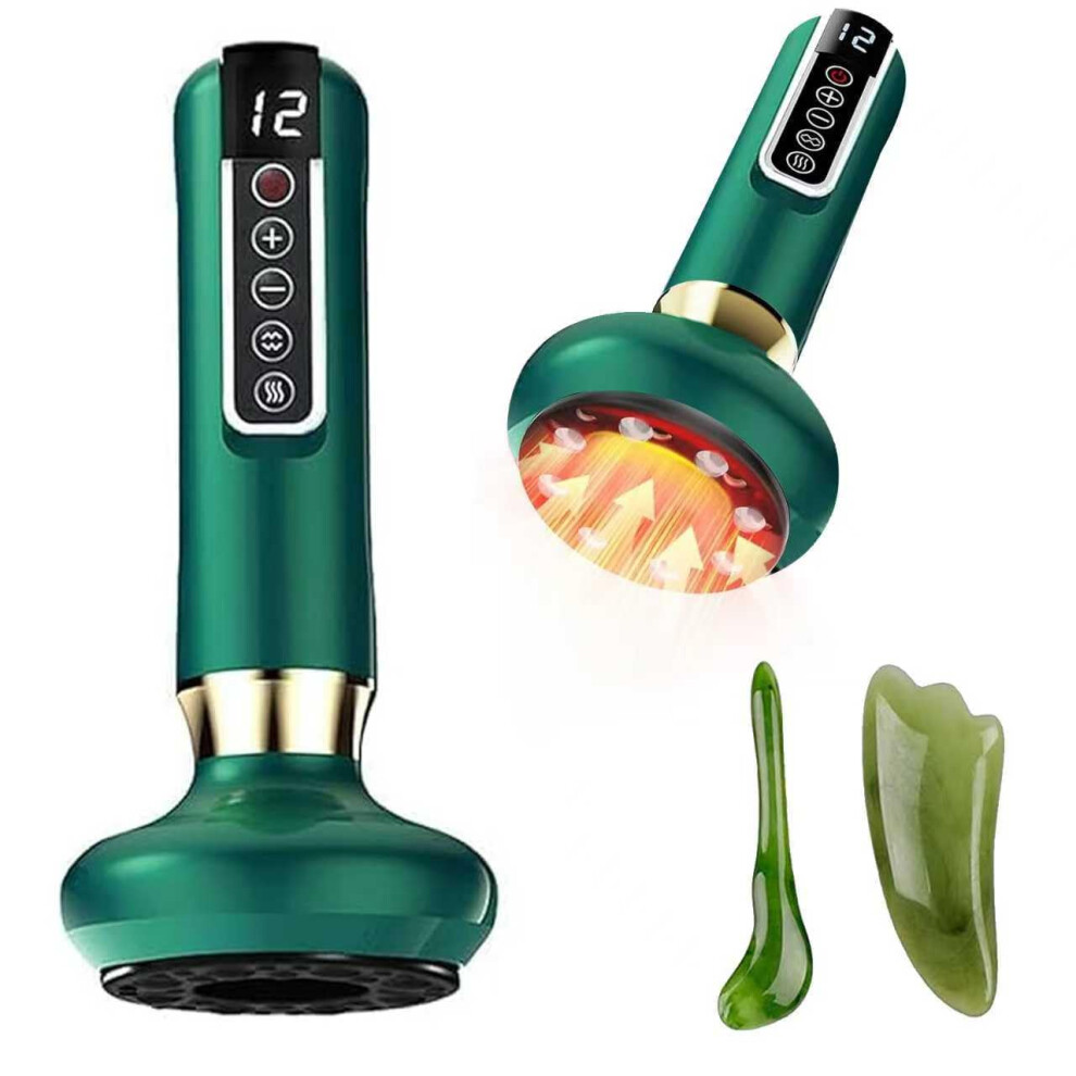 Electric Cellulite Massager with Heat Therapy and 12Speed Suction Cupping Set for Body Relaxation (Green)