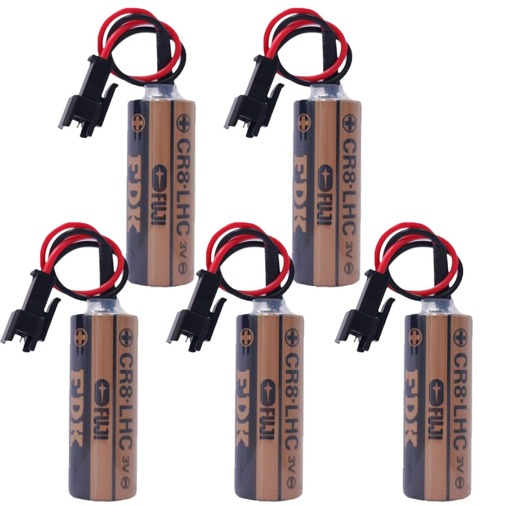 Pack Of 5 Cr8.lhc 3V 2600Mah Lithium Battery Compatible With Fuji Fdk, Longlasting Nonrechargeable With Plug Black 9169991211138