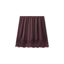 (M, Coffee) Elegante satijnen minirok voor dames, effen kleur, kanten afwerking, ideaal voor feestjes en dagelijks gebruik.