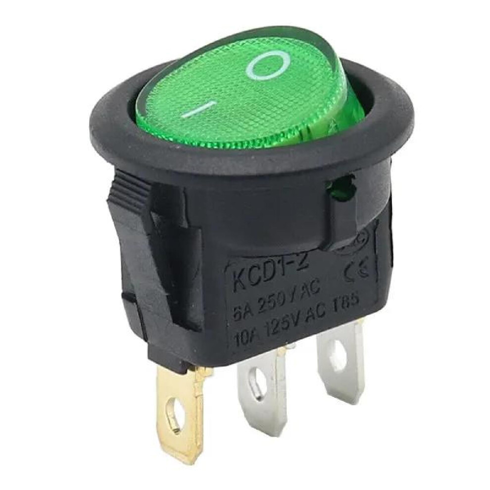 Round Led Rocker Switch 12V 220V Illuminated 16A 3 Pin For Automotive Marine On Off Green 9771547190622