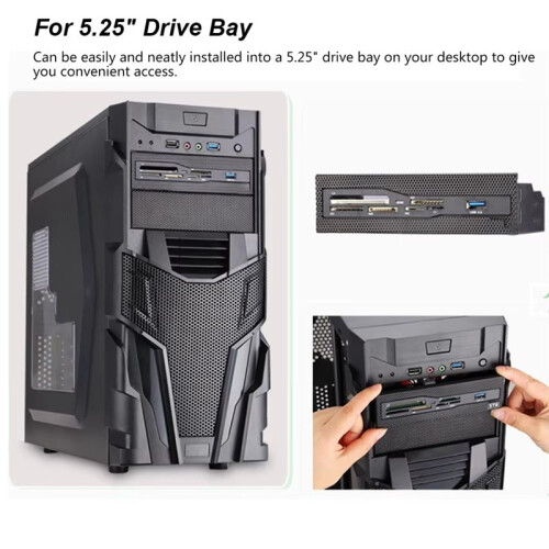 5.25In Internal Card Reader Media Multi-Function Dashboard PC Front Panel USB 3.0 Support CF XD MS M2 TF  Card Reader