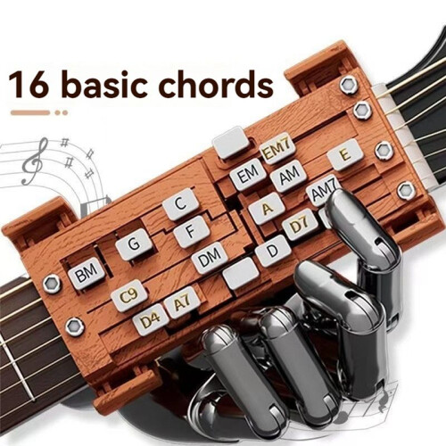 Guitar Learning Aid Tool Guitar Chord Trainer Guitar Practice Aid Teaching Learning System for Guitar Beginner Brown 2