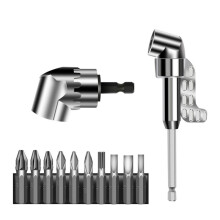 Kit D'Adaptateur de Perceuse à Angle Droit à 105 Degrés Amélioré avec Tournevis Multifonction Courbé pour Espaces Restreints (2,5 Pouces et 5,5