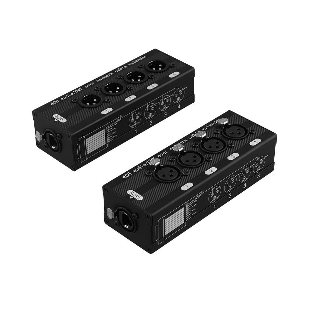 1 Pair 4 Channel Xlr/Dmx Audio Rj45 Ethernet Extender Xlr Extender Transceiver For Live Stage, Audio Recording Studio 4713663119694