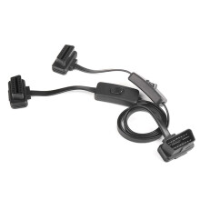60CM Lange OBD2 16-Pins met Schakelaar Verlengkabel Platte Draadadapter Auto 1 Mannelijk Naar 2 Vrouwelijk OBD 16-Pins Converterstekker