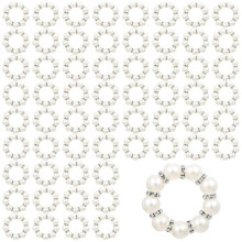 60Pcs Pearl Napkin Rings Imitation Pearl Beaded Rhinestone Napkin Ring Holder Napkin Rings Serviette Napkin Rings