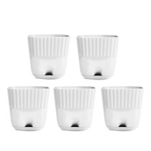 Flower Pots 6 Inch, 5 Pack Square Plant Pots with Drainage Holes and Connectiong Saucer Tray, for Indoor Outdoor
