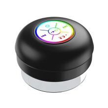 Waterproof Speaker LED Colorful Luminous Small Speaker Large Suction Cup for Bathroom & Outdoor Use Black