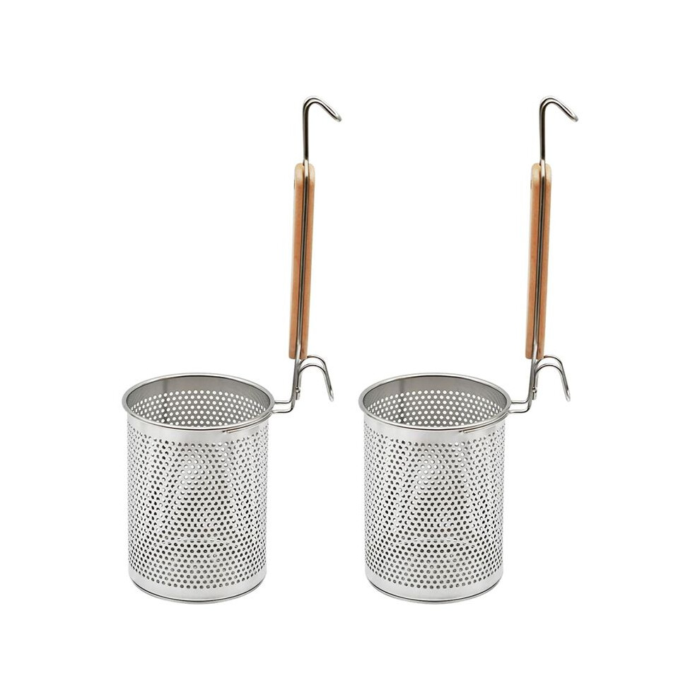 Stainless Steel Pasta Strainer, 2Pcs Food Dumpling Noodle Strainer With Wood Handle Straining Noodles Pasta Baskets 6032697282340
