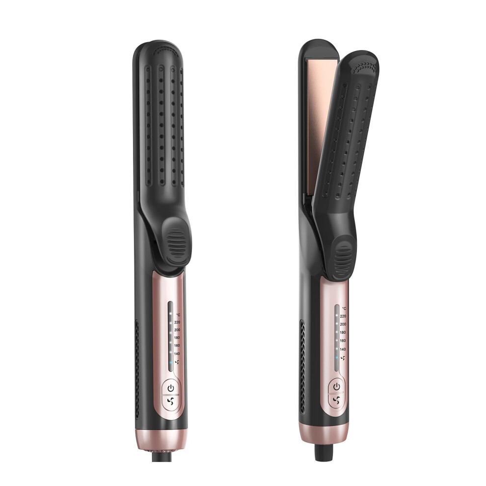 2 in 1 Hair Straightener and Curler with 360 Cool Airflow, Adjustable Temp, Dual Voltage for Travel