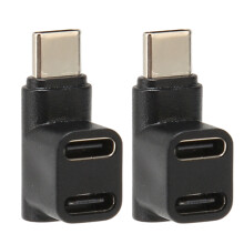2 Stück USB C 3.1 Stecker-Rechtswinkeladapter, 10 Gbps, männlich zu dual weiblich