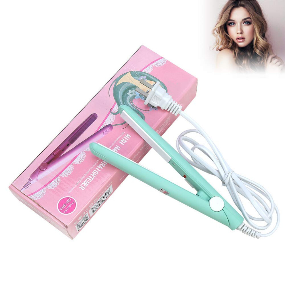 Green 2 In 1 Hair Straightener And Curler Mini Ceramic Tourmaline Flat Iron Ionic Styling Tool