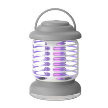 Lampe Anti-Moustiques Électrique Portable, Rechargeable par USB, Idéale pour L'Intérieur et L'Extérieur, Grise