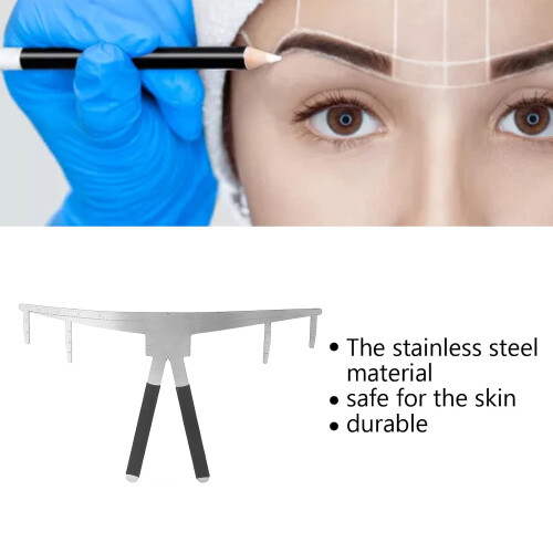 Stainless Steel Eyebrow Ruler Caliper with 3 Point Precise Positioning and Clear Permanent Scale 2