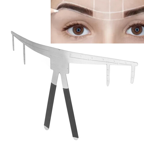 Stainless Steel Eyebrow Ruler Caliper with 3 Point Precise Positioning and Clear Permanent Scale 1