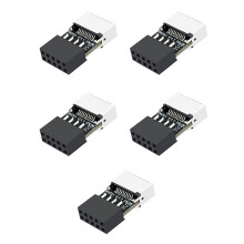 5Pcs Mainboard USB 2.0 9-Pin to Type-E 20-Pin Connector Adapter High-Speed USB Header Converter for Enhanced PC