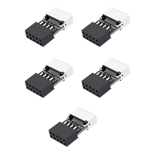 5Pcs Mainboard USB 2.0 9-Pin to Type-E 20-Pin Connector Adapter High-Speed USB Header Converter for Enhanced PC