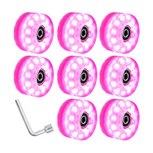 (Pink, Diameter 58mm) Luminous Roller Skate Wheels Light Up Bright Colors Smooth Rolling