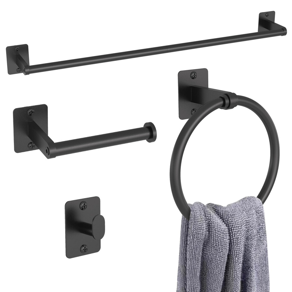 Toilet Roll Holder And Towel Rail Set, Gypie 4 Pieces Black Bathroom Accessories Set, Metal Bathroom Hardware Set Includes 24Â³ Black Towel Rail 5051226643965