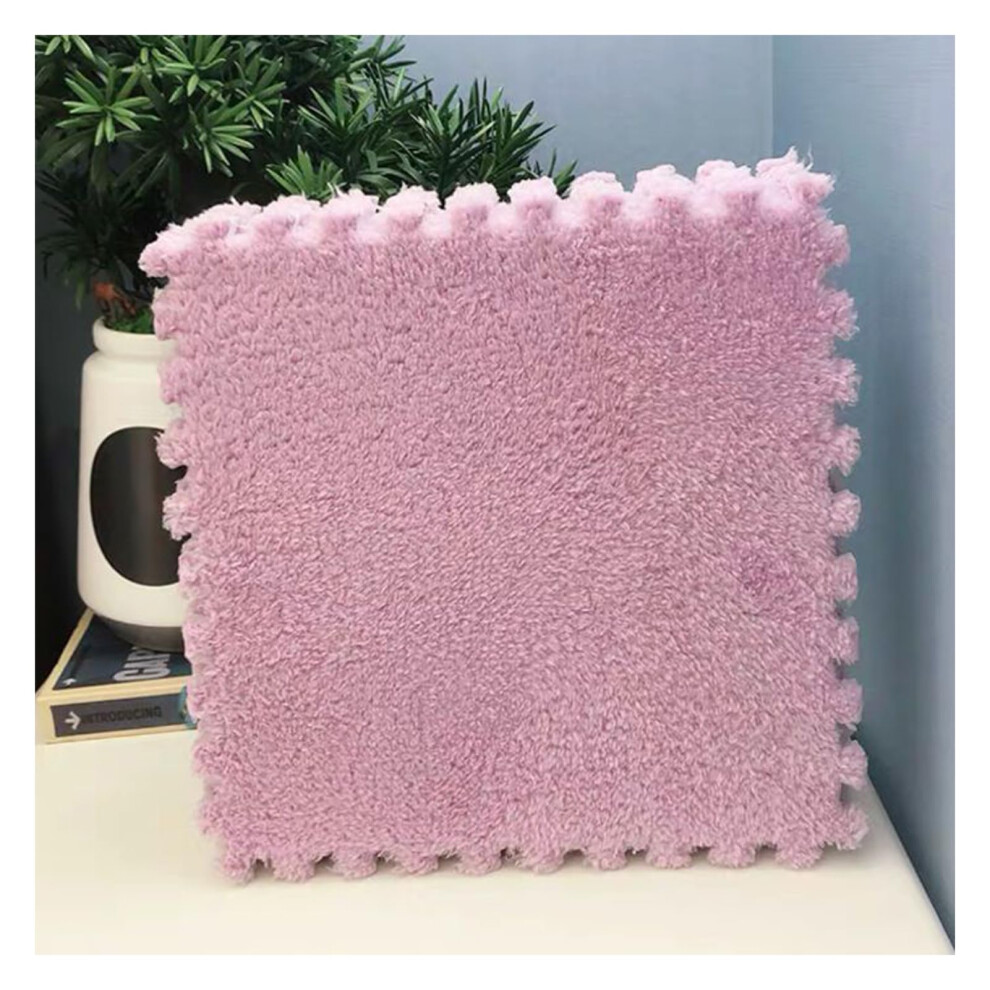 12 Pcs Interlocking Foam Mats And Carpet Tiles, 12X12 Cushioned Flooring For Home Gym, Yoga, Playroom Purple