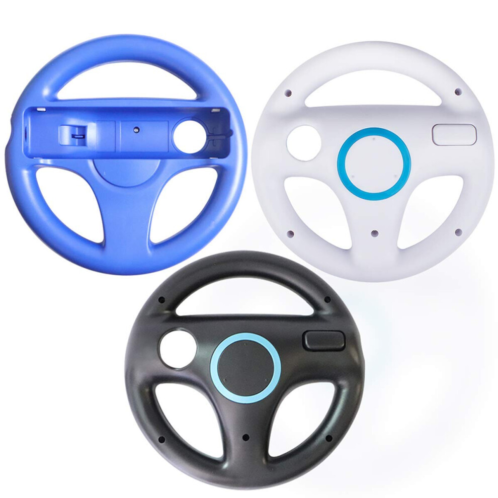 3 Pack Steering Wheel Set For Wii Mario Kart, Ergonomic Grip For Wii And Wii U Racing Games 9169991212456