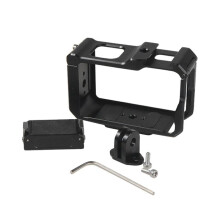 For Action 5Pro 4 3 Camera Cage Rig Protective Case with Cold Shoe, Magnetic Baseplate Bezel Expansion Case