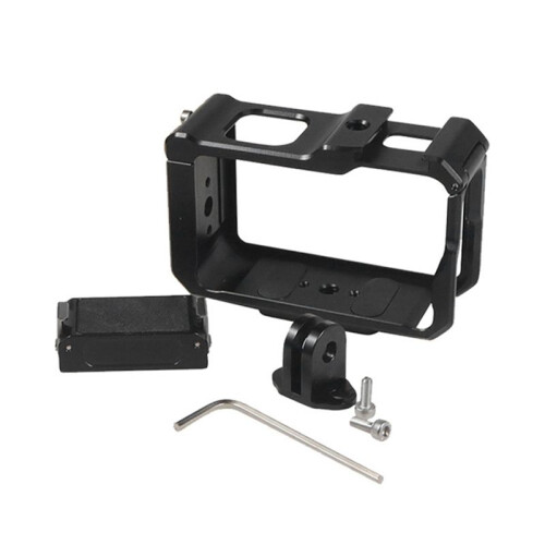For  Action 5Pro 4 3 Camera Cage Rig Protective Case with Cold Shoe, Magnetic Baseplate Bezel Expansion Case