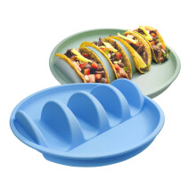 Silicone Taco Holder Set of 2, Heat Resistant Taco Plates with Dividers, Microwave and Dishwasher Safe Ref: 1467