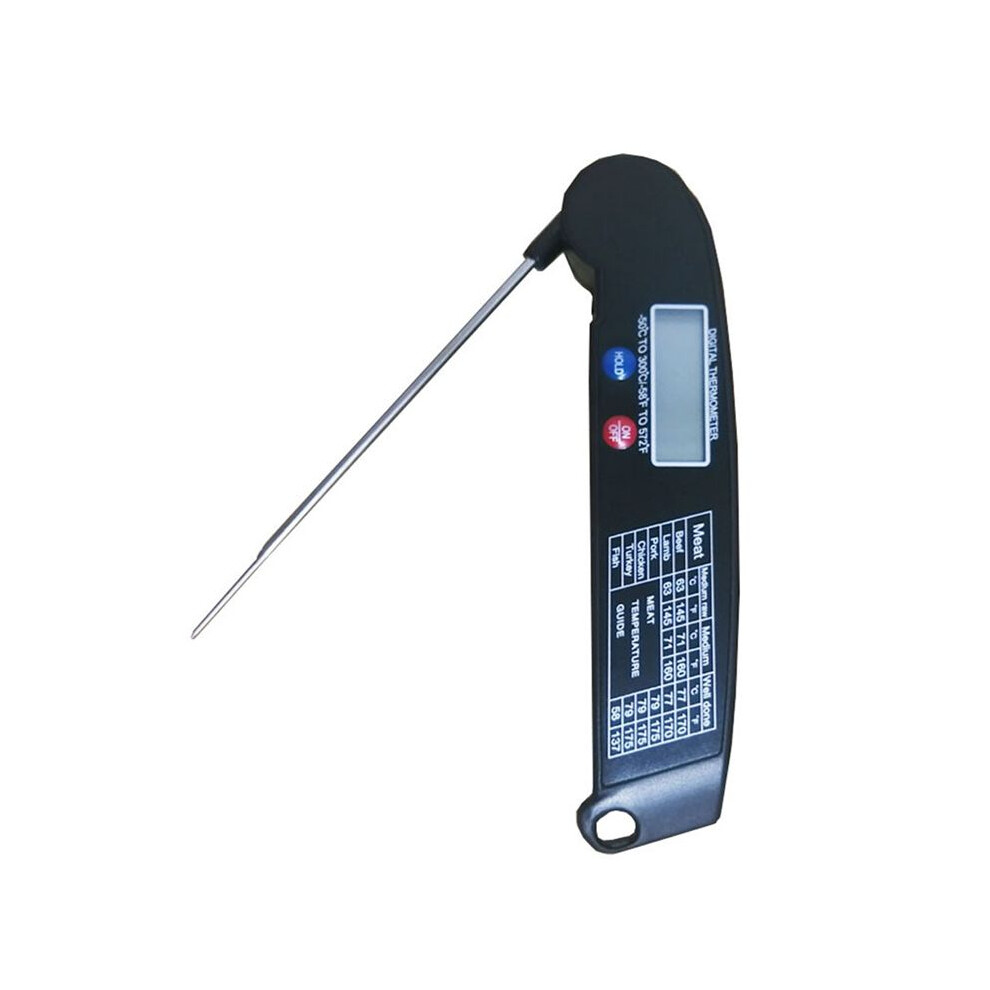 Brecantia Black Lcd Digital Food Meat Thermometer With Folding Probe Turkey Fish Beef Kitchen Cooking Bbq Grill Temp Tester