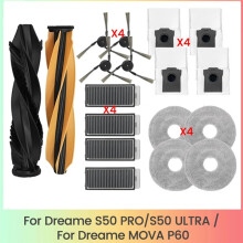 Replacement Parts for S50 Pro/S50 Ultra /Mova P60 Vacuum Cleaner Parts Main Side Brush Filters Dust Bags Mop Pads