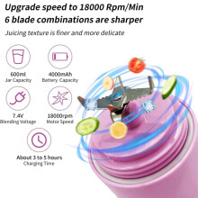 Tragbarer Mixer, 600 Ml Persönlicher Entsafter, -Entsafter, Per USB Wiederaufladbar, Kompakt und Auslaufsicher
