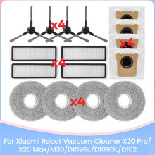 16 Pezzi per X20 Pro/X20 Max/M30/D102GL/D109GL/D102 Aspirapolvere Parti di Ricambio Spazzola Filtro Panno Mocio Sacchetto Polvere