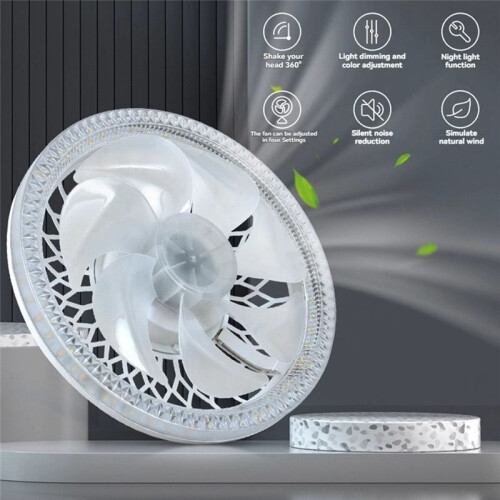 Soquete de Ventilador com Controle Remoto, Soquete E27 de 12 Polegadas, Luz com Brilho e Temperatura de Cor Reguláveis para Quarto e Sala de Estar A 1