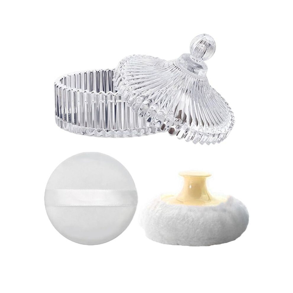 Body Powder Puff and Container Kit , Dusting Powder Puff for Women Baby and Loose Powder Containers for Wet Dry Makeup B