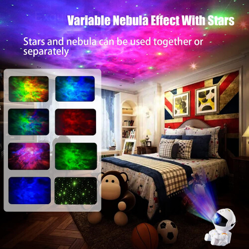 Astronaut Galaxy Projector Light with 360 Rotation, 7 Galaxy Effects, Remote Control Star Ceiling Lamp 2