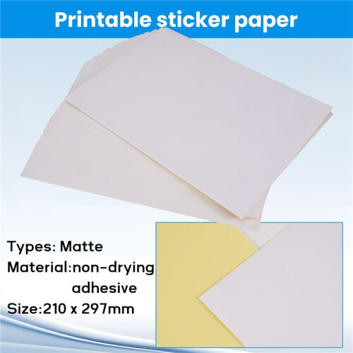 50 Sheets A4 White Self Adhesive Waterproof Sticker Label Matte Surface Paper for Lazer Inkjet Printer Copier 1