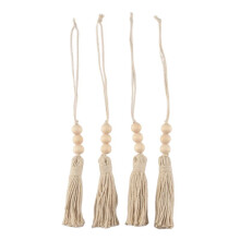 Wood Bead Garlands,Farmhouse Beads Tassels, Rustic Country Decor Prayer Beads for Home Door Knob Decor(4Pcs)
