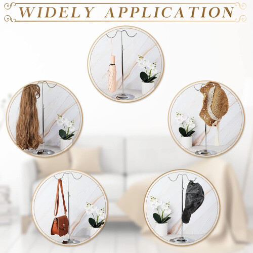 2 Pcs Adjustable Metal Handbag Display Stand with Double Hooks and Weighted Base for Table 2
