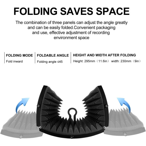 Microphone Isolation Shield with Noise Reduction Foldable Design for Studio and Home Recording 1