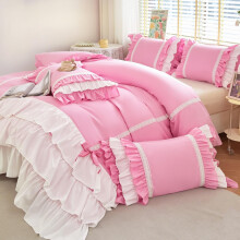Pink Ruffle Duvet Cover Twin Vintage Ruffled Design French Country Shabby Chic Bedding Set