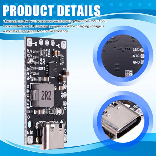 5Pcs Type-C 3.7V 3S Lithium Battery Charging Boost Module Support QC Fast Charging with Balanced Charge LED Indicator 1
