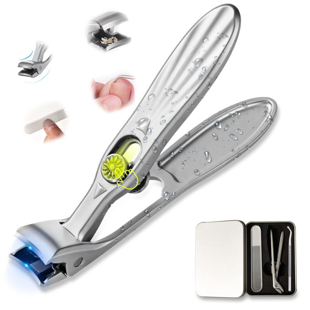 Toenail Clippers for Thick Nails Seniors, Heavy Duty Stainless Steel with 45 Ergonomic Blade, 3pcs