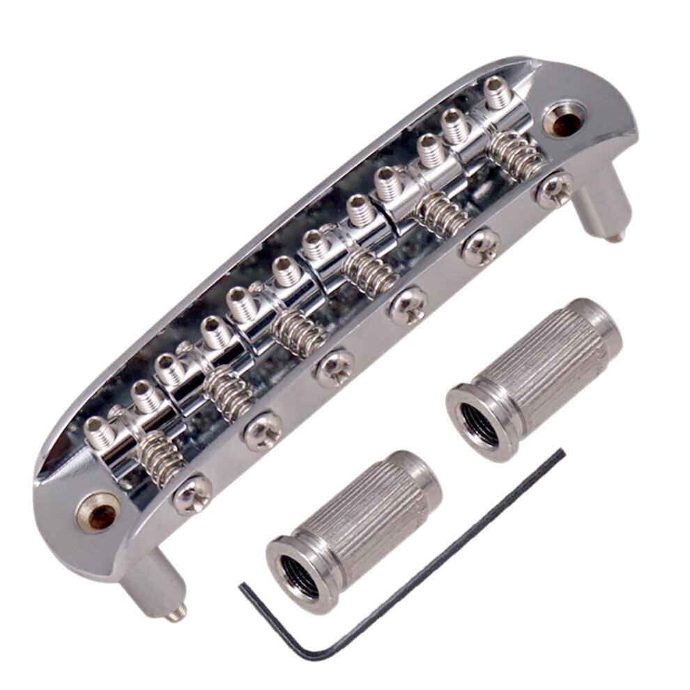 Guitar Saddle Bridge With Adjustable Saddles Zinc Alloy For Mustang Jazzmaster Guitar Accessories,Silver 4713946004952
