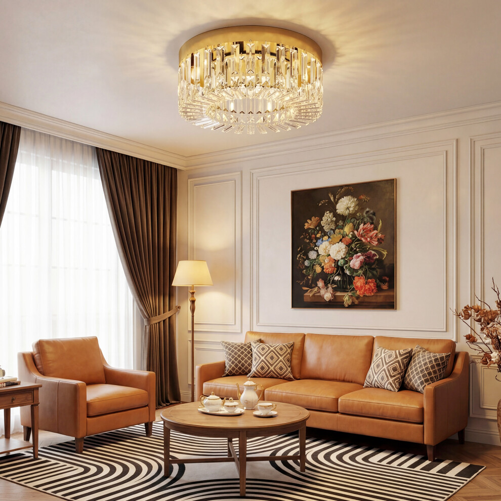 Homcom Crystal Ceiling Light With 225 Crystal Pendants, Gold Tone