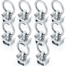 10 StüCk Single Stud Armaturen L Track 4.000LB KapazitäT mit Rostfreiem Stahl Rund Ring Aluminium Keeper Cargo Steuerung