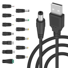 5V 5.5 2.1mm Jack Charging Cable Power Cord, USB to Power Cable with 13 Interchangeable Plugs Connectors Adapters