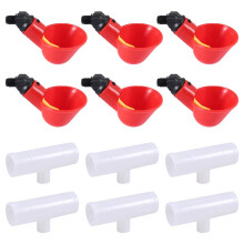 HäHnchen TräNke Tassen, HäHnchen TräNke Feeder T Anschluss, Automatischer Chicken TräNke für HüHner Enten Wachtel 6 StüCk