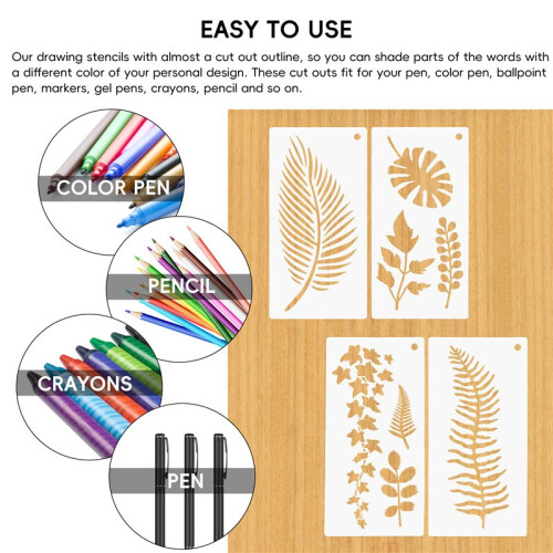 16 Pieces Leaves Stencil Reusable Sheet Painting Stencil Sheet Wall Stencil Leaf Pattern Template Tropical Leaf Reusable 2