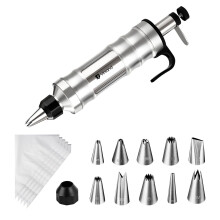Cake Decorating Kit with 10 Stainless Steel Tips and 50 Bags, Icing Piping Set for Cupcakes