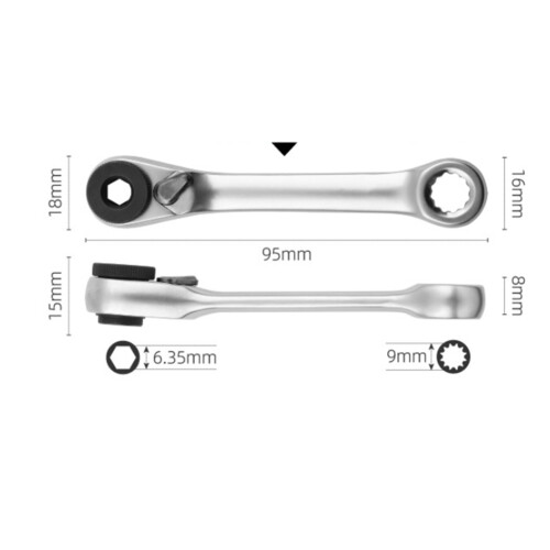 1/4 Double Ended Quick Socket Ratchet Wrench Rod Screwdriver Bit Tools Ratchet Handle Wrench 2